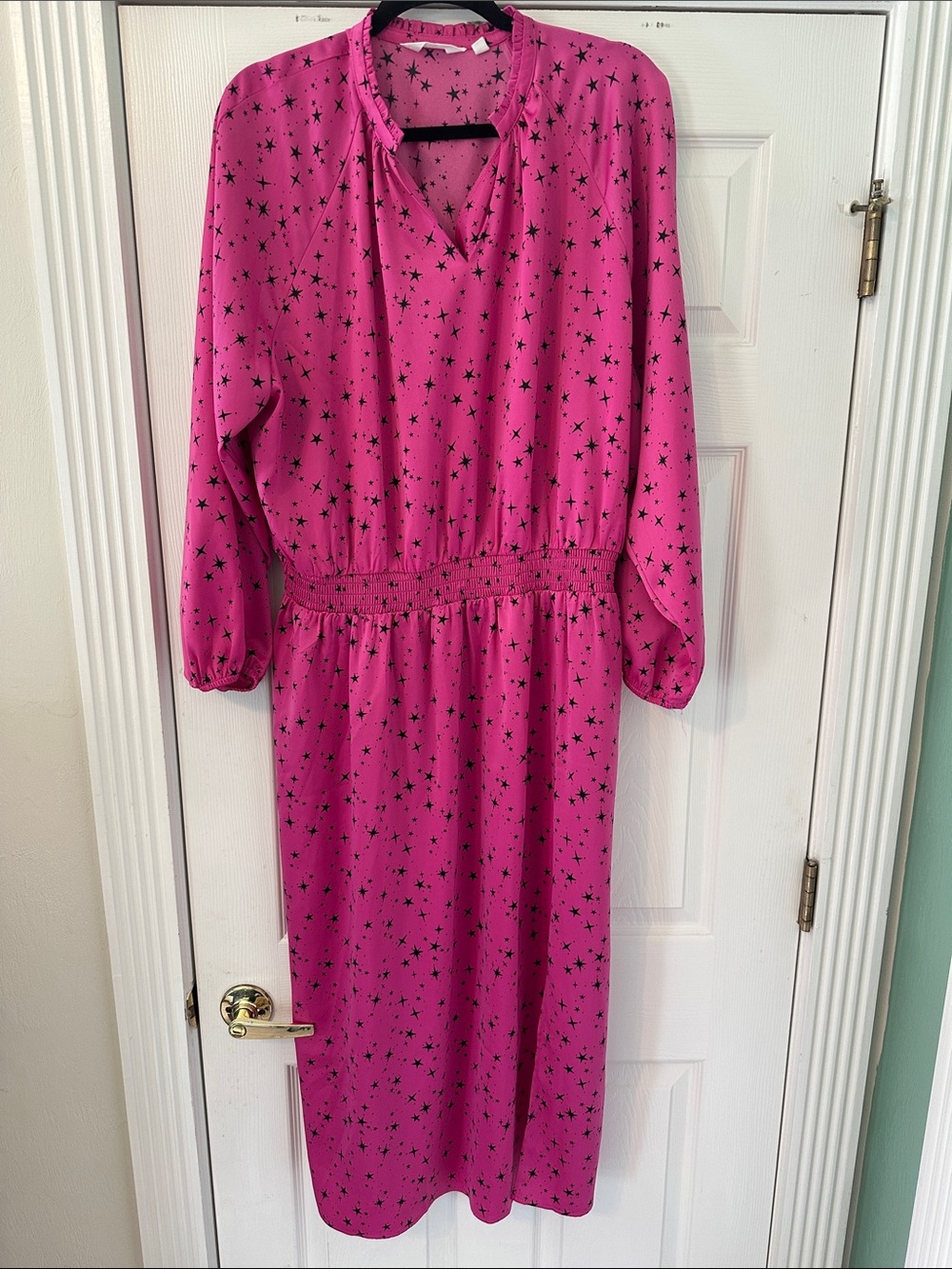 Candace Cameron Bure Hot Pink Star Print Dress (XLP)